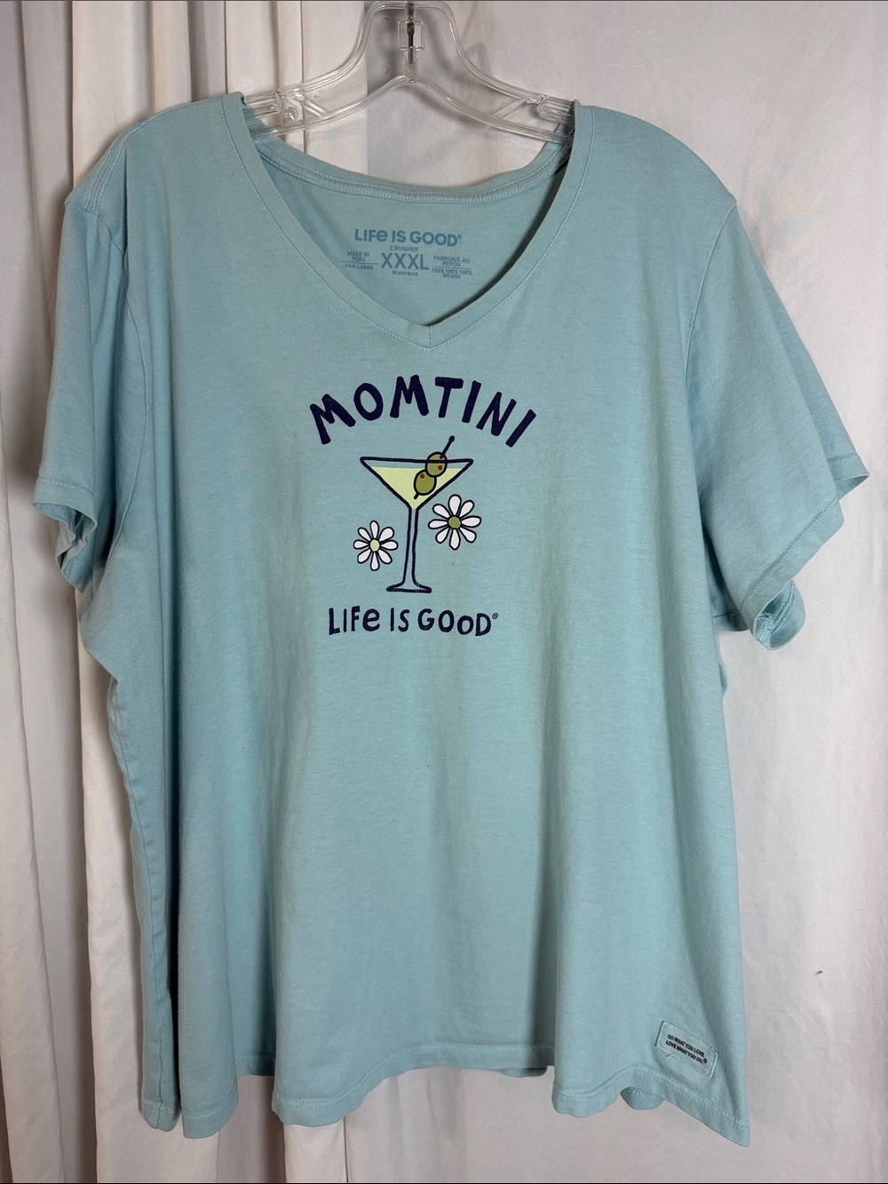 Life Is Good Women's Momtini V-Neck Tee in Light Blue